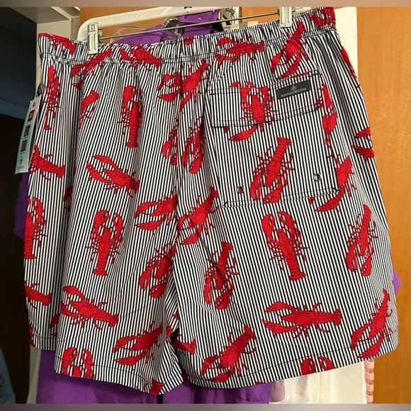 New Rainforest Men Swim Trunks Red Lobsters on Blue White Stripes size XL Summer - Picture 2 of 12